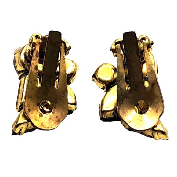 Vintage Austria Rhinestone Earrings Art Glass Dragons Breath Pink Red Clip On Si - Picture 8 of 12